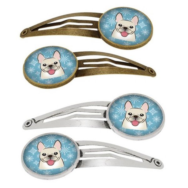 Carolines Treasures Snowflake French Bulldog Barrettes Hair Clips, Set of 4, 4PK BB1672HCS4